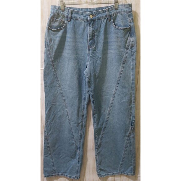 Commense Women's Vintage Denim High-Waisted Wide-Leg Jeans Size XL 33" Waist - Picture 3 of 10